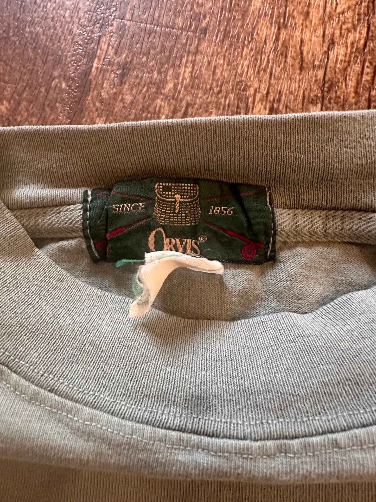 Vintage Orvis Long Sleeve (L) Embroidered Trout & Flies Logo - Sage