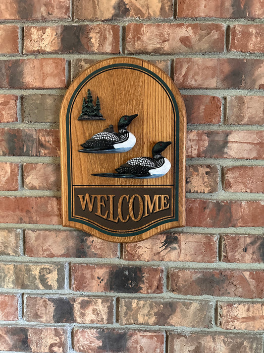 Vintage Loon Welcome Sign 14”x10”