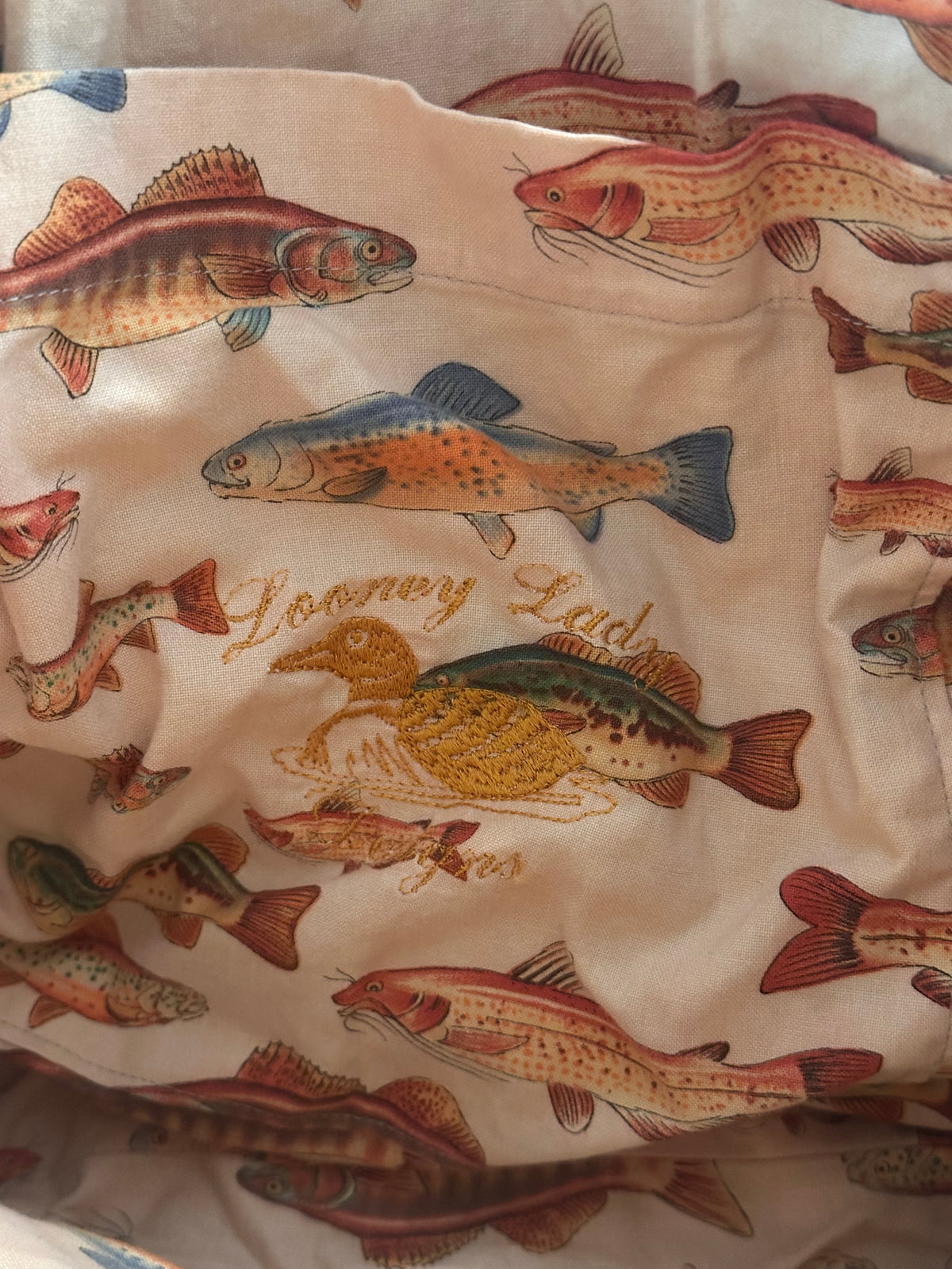 Vintage Canvas Tote Trout Bag “The Looney Lady”