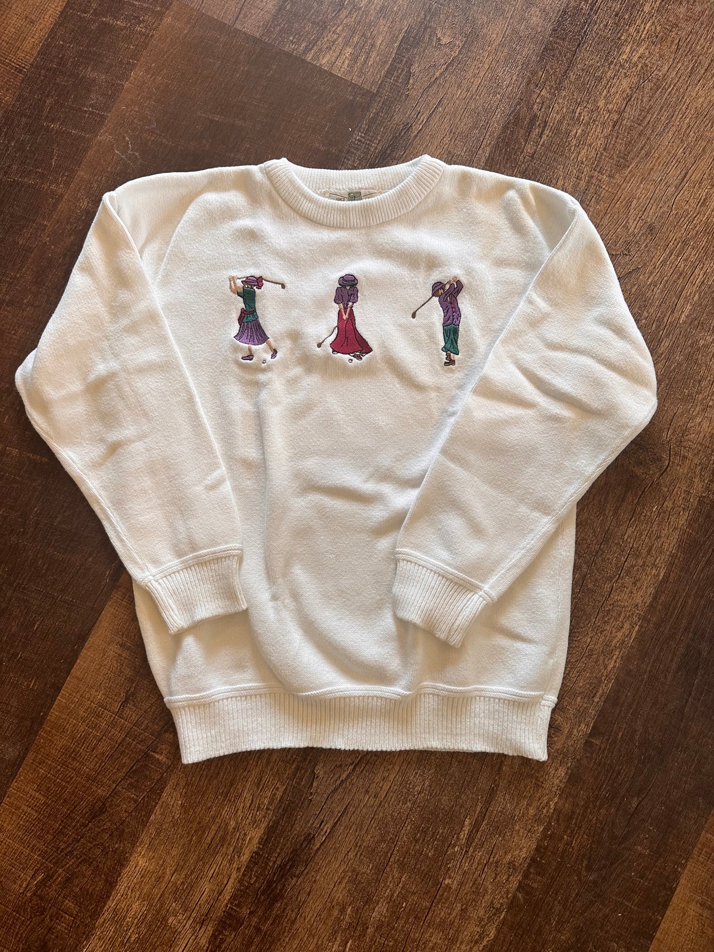 Vintage Orvis Sweater (S) Lady Golfers - White