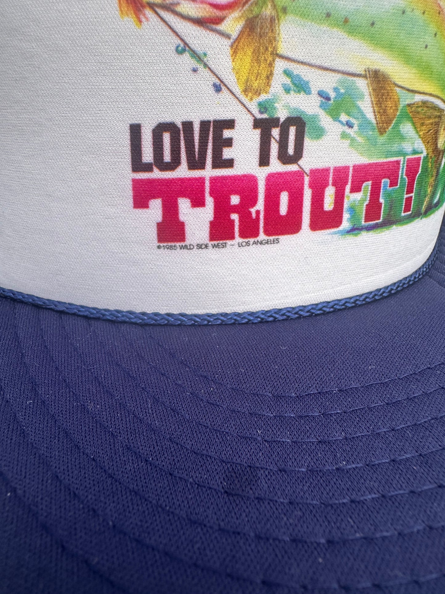 Vintage 1985 Love to Trout Trucker Hat