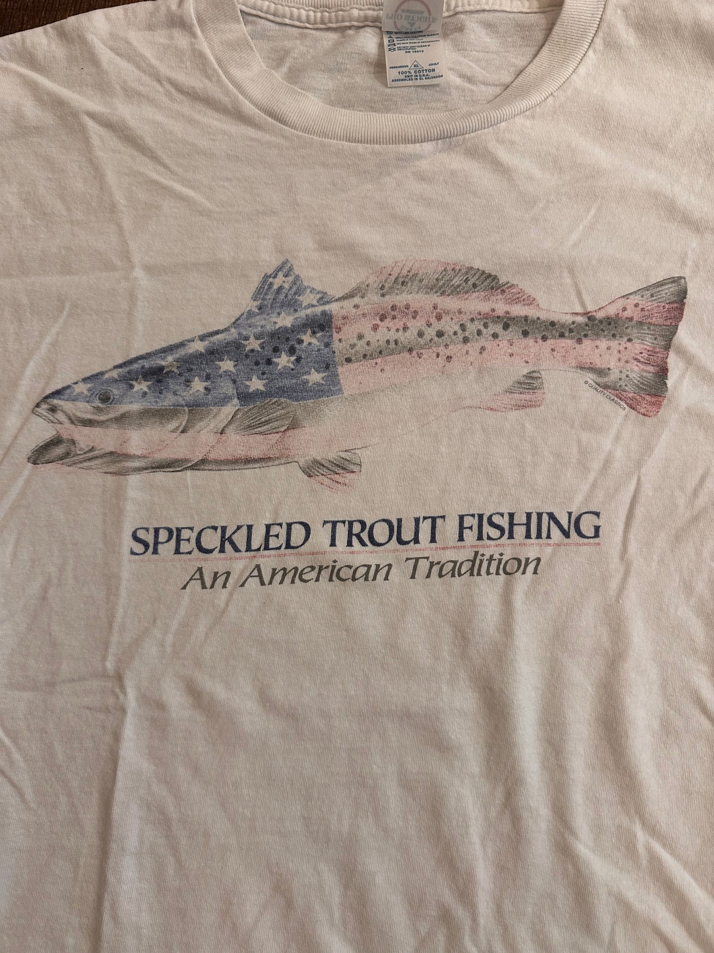 Vintage Delta Pro Weight Tshirt (XL) Speckled Trout America - White