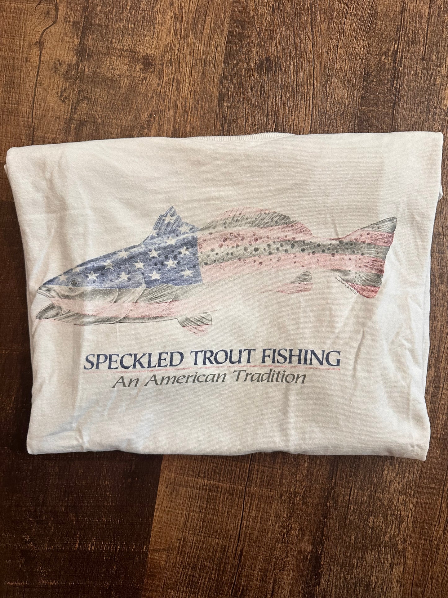 Vintage Delta Pro Weight Tshirt (XL) Speckled Trout America - White