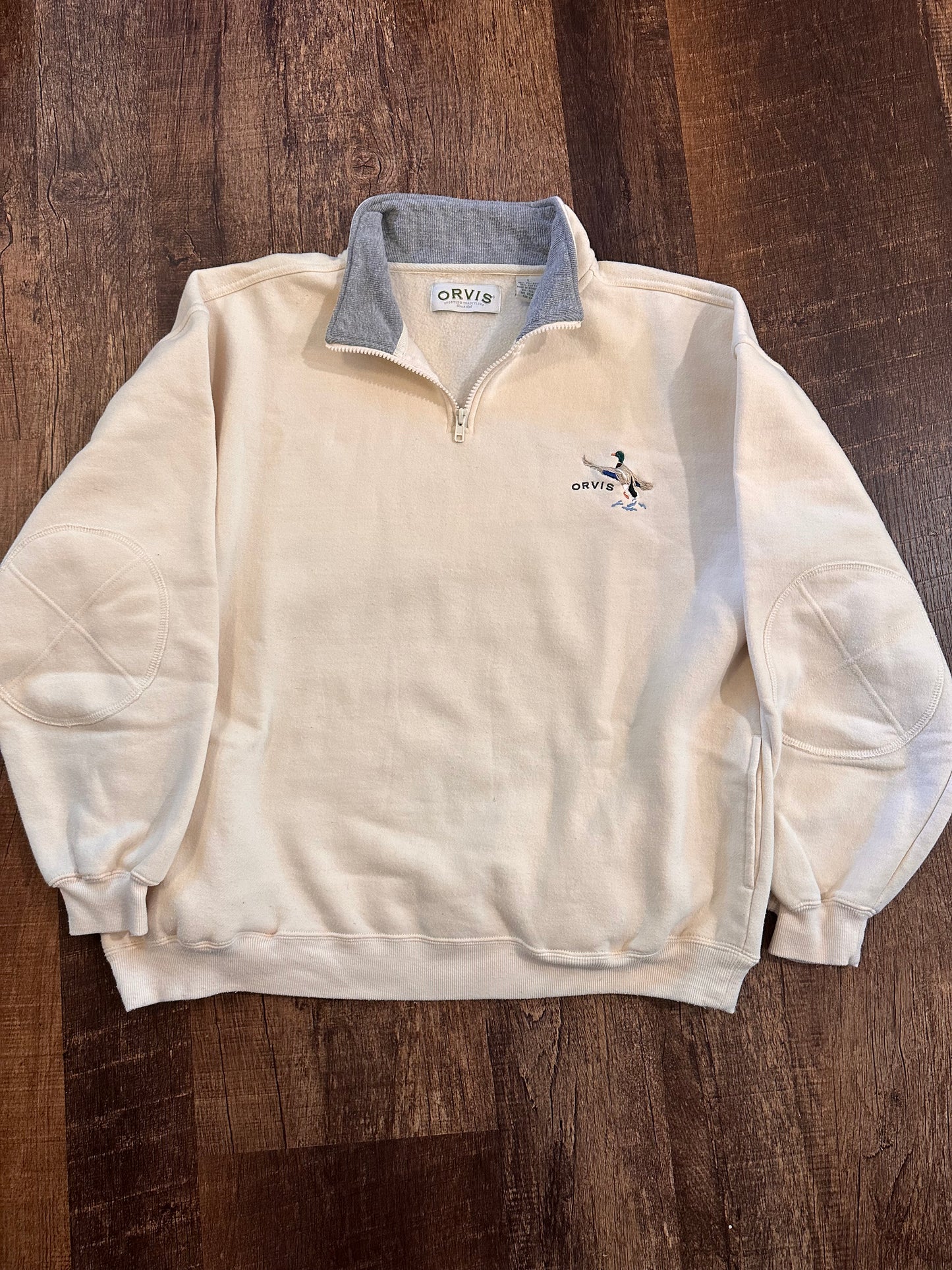 Orvis 1/4 Zip (L) Embroidered Duck - Cream