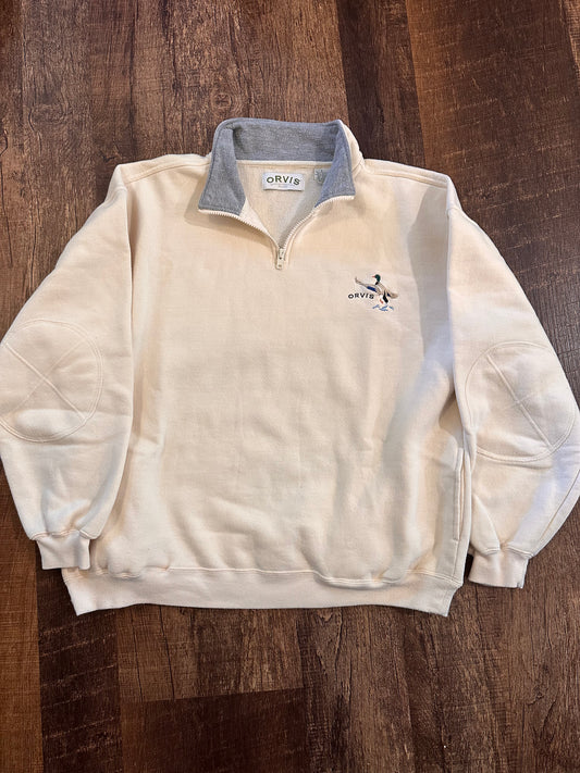 Orvis 1/4 Zip (L) Embroidered Duck - Cream