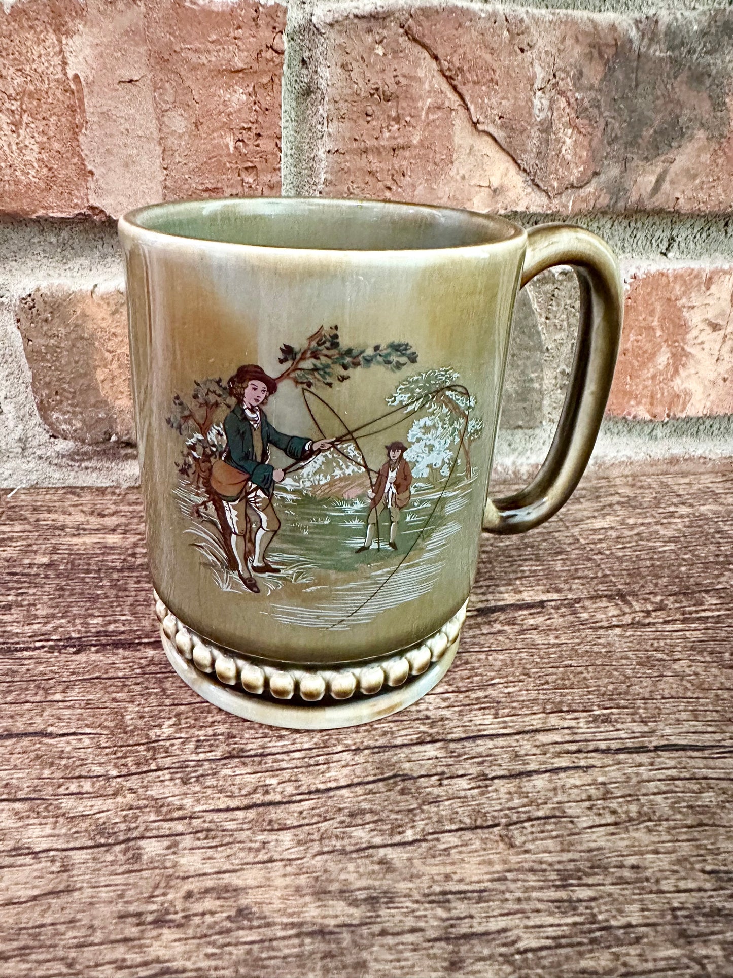 Vintage Wade Coffee Mug - Irish Porcelain Fly Fishing Scene