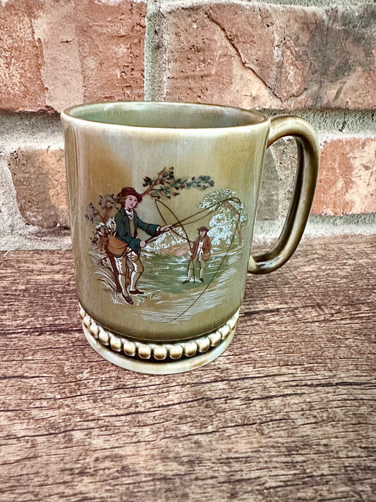 Vintage Wade Coffee Mug - Irish Porcelain Fly Fishing Scene