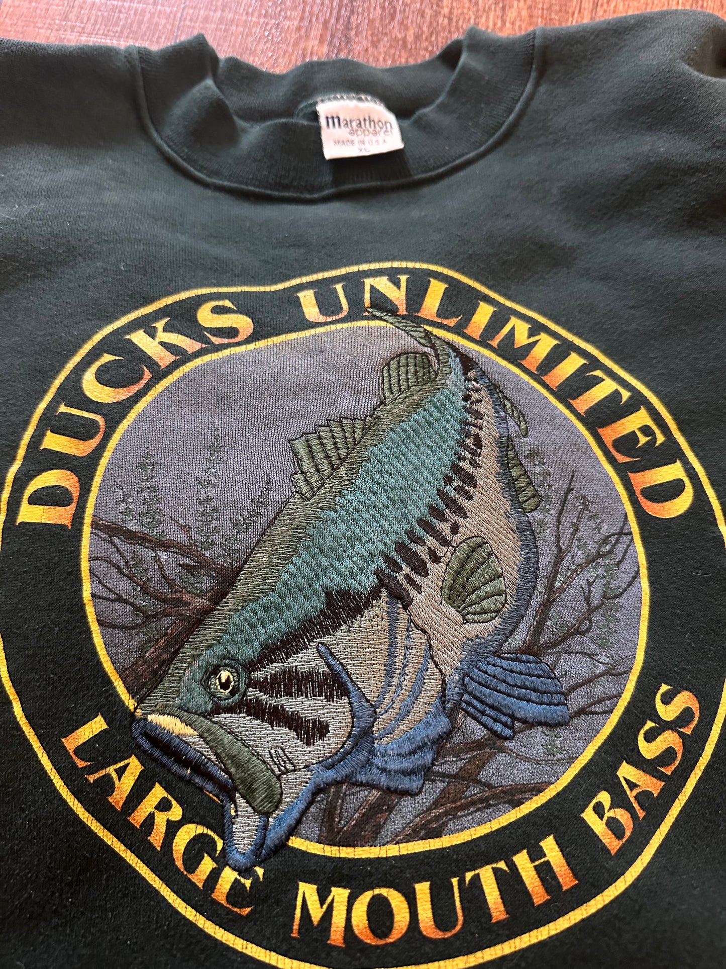 Vintage Ducks Unlimited Crewneck (XL) Embroidered Bass - Green