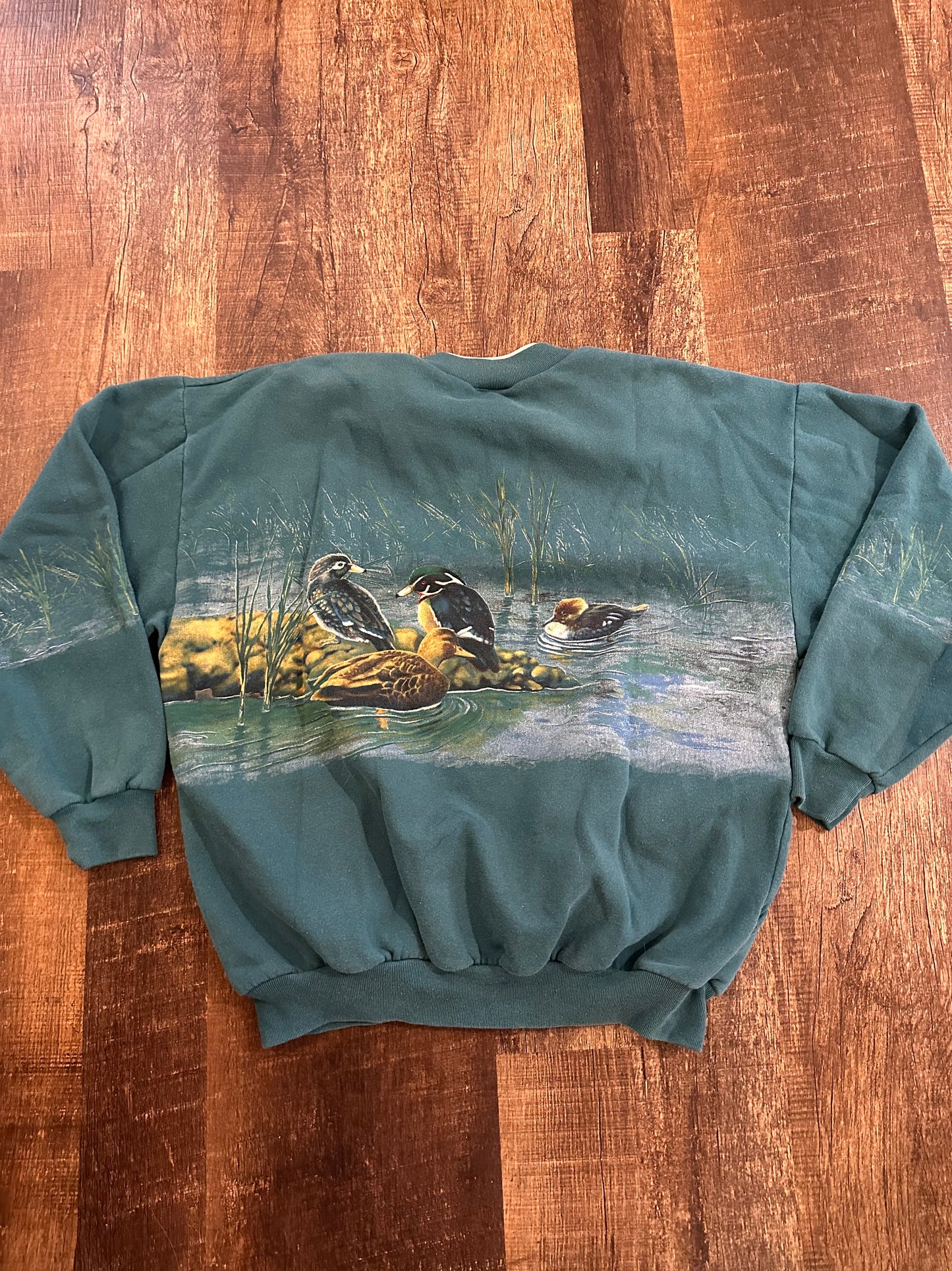 Vintage Art Unlimited Henley Crewneck (XL) Ducks Scene
