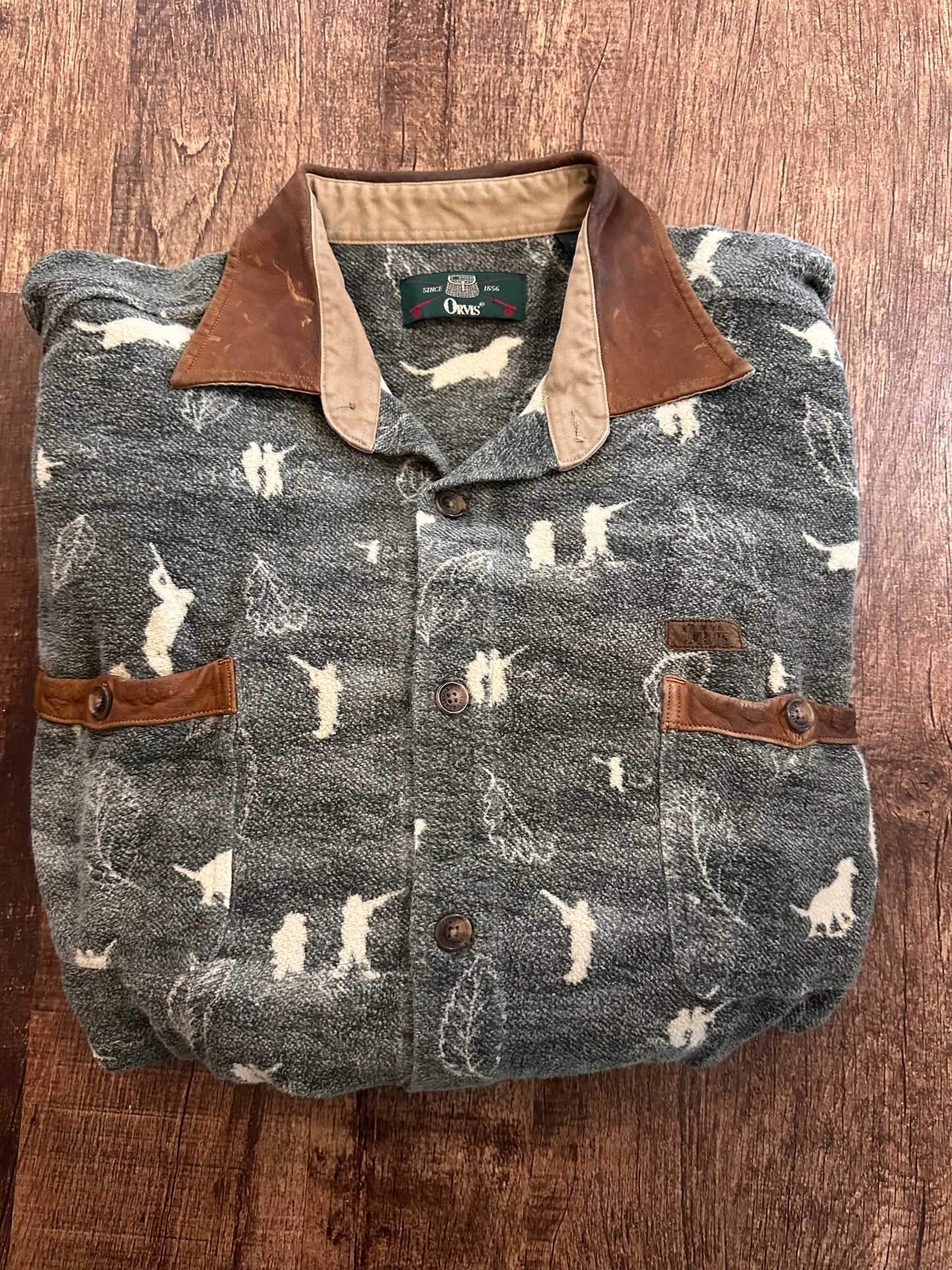Vintage Orvis Flannel / Chamois (L) Bird Hunting Scenes