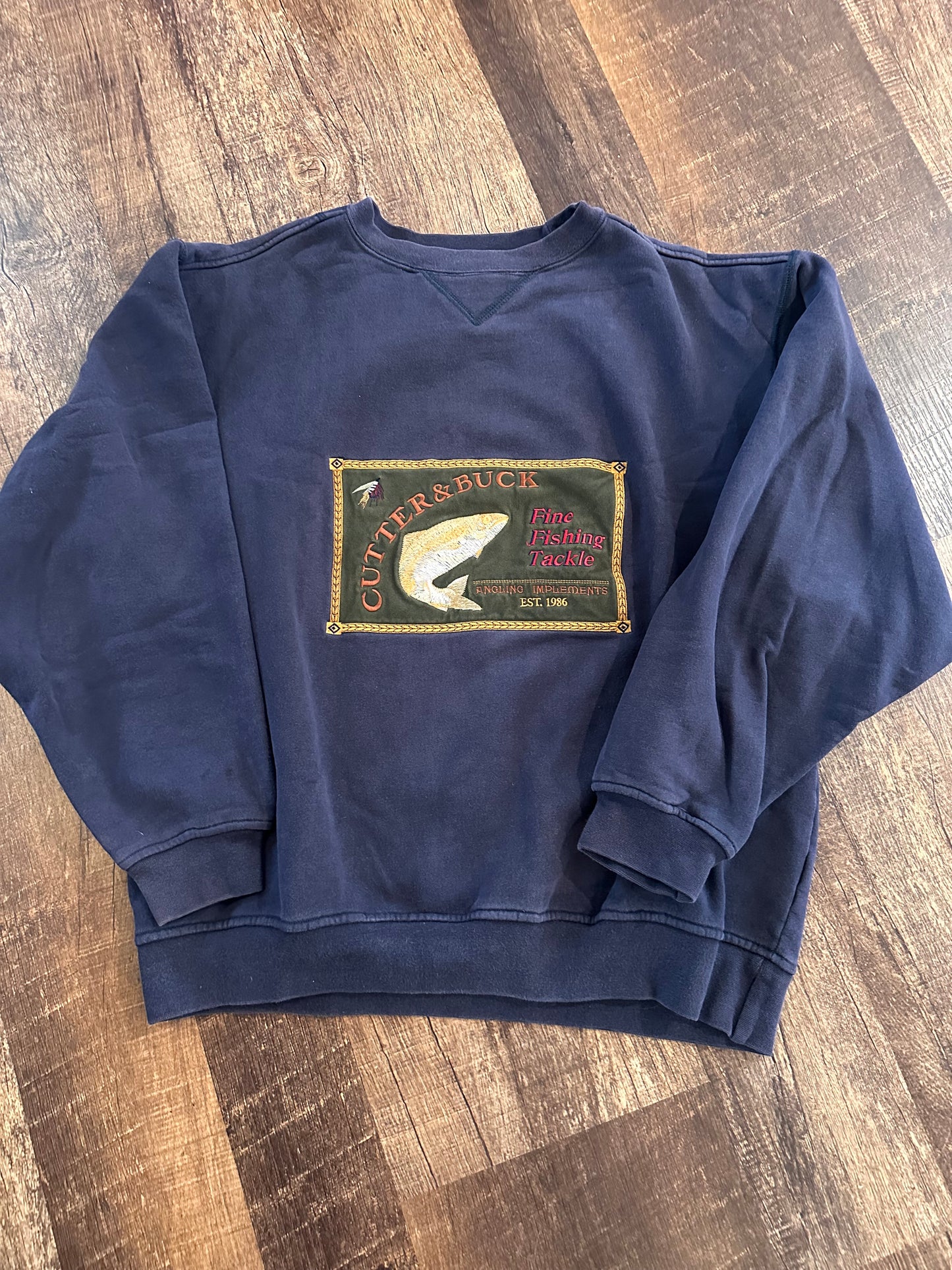 Vintage Cutter & Buck Crewneck (L) Embroidered Fine Fishing Tackle