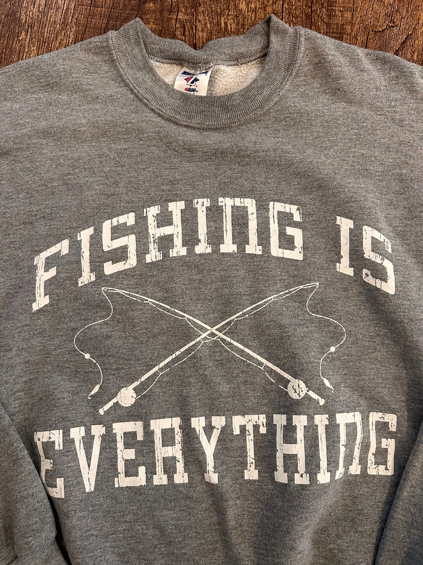 Vintage Fishing is Everything Crewneck (L) Gray