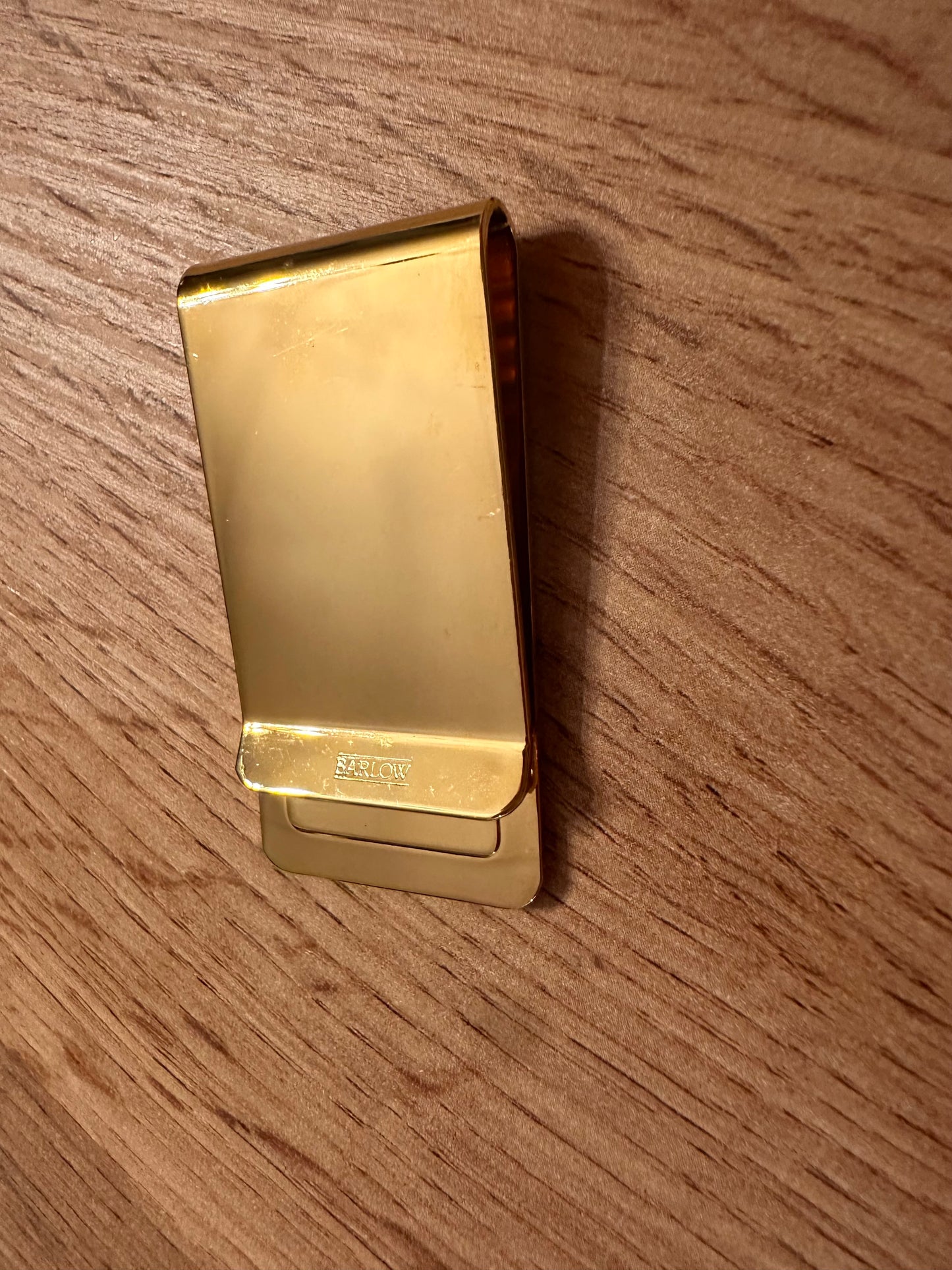 Vintage Barlow Money Clip - Fly Fishing Scene in Gold