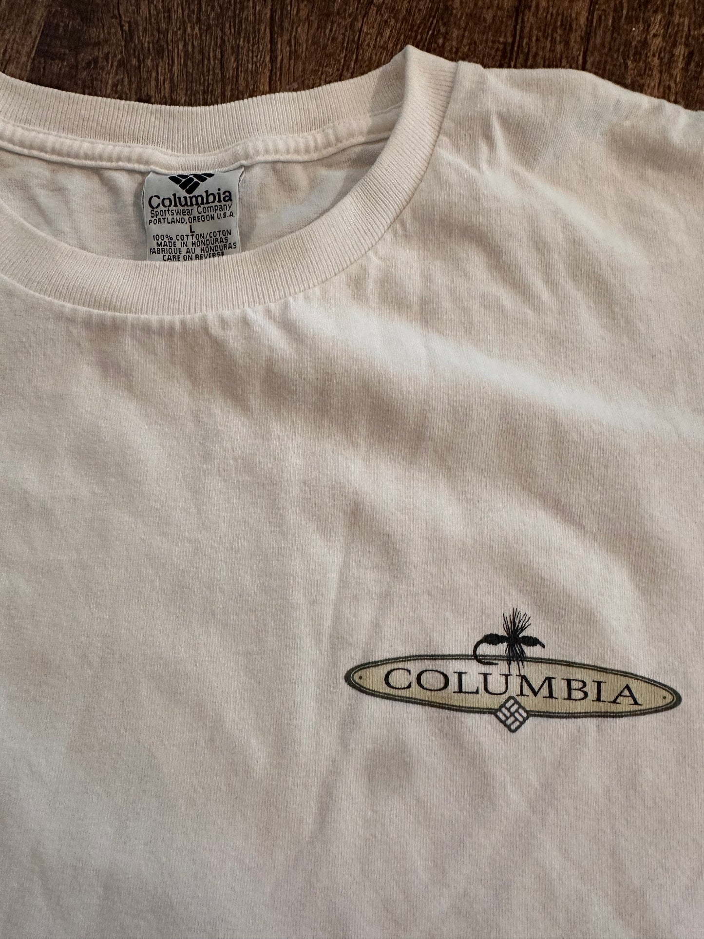 Vintage Columbia Tshirt (L) Fit to be Tied - White