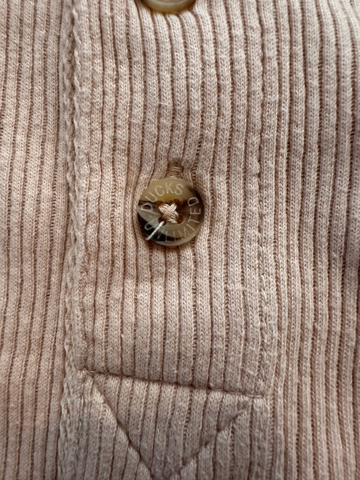 Vintage Ducks Unlimited Peach Ribbed Cotton Henley (L)