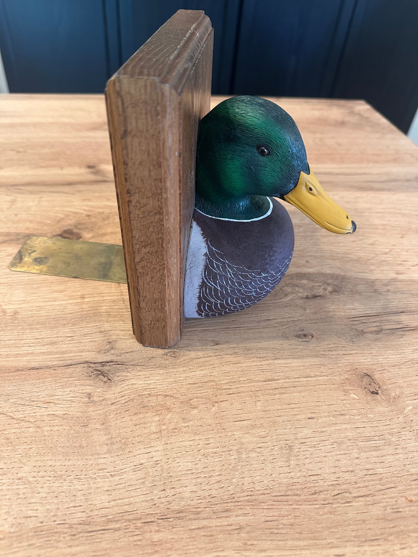 Vintage Wooden Mallard Duck Bookends