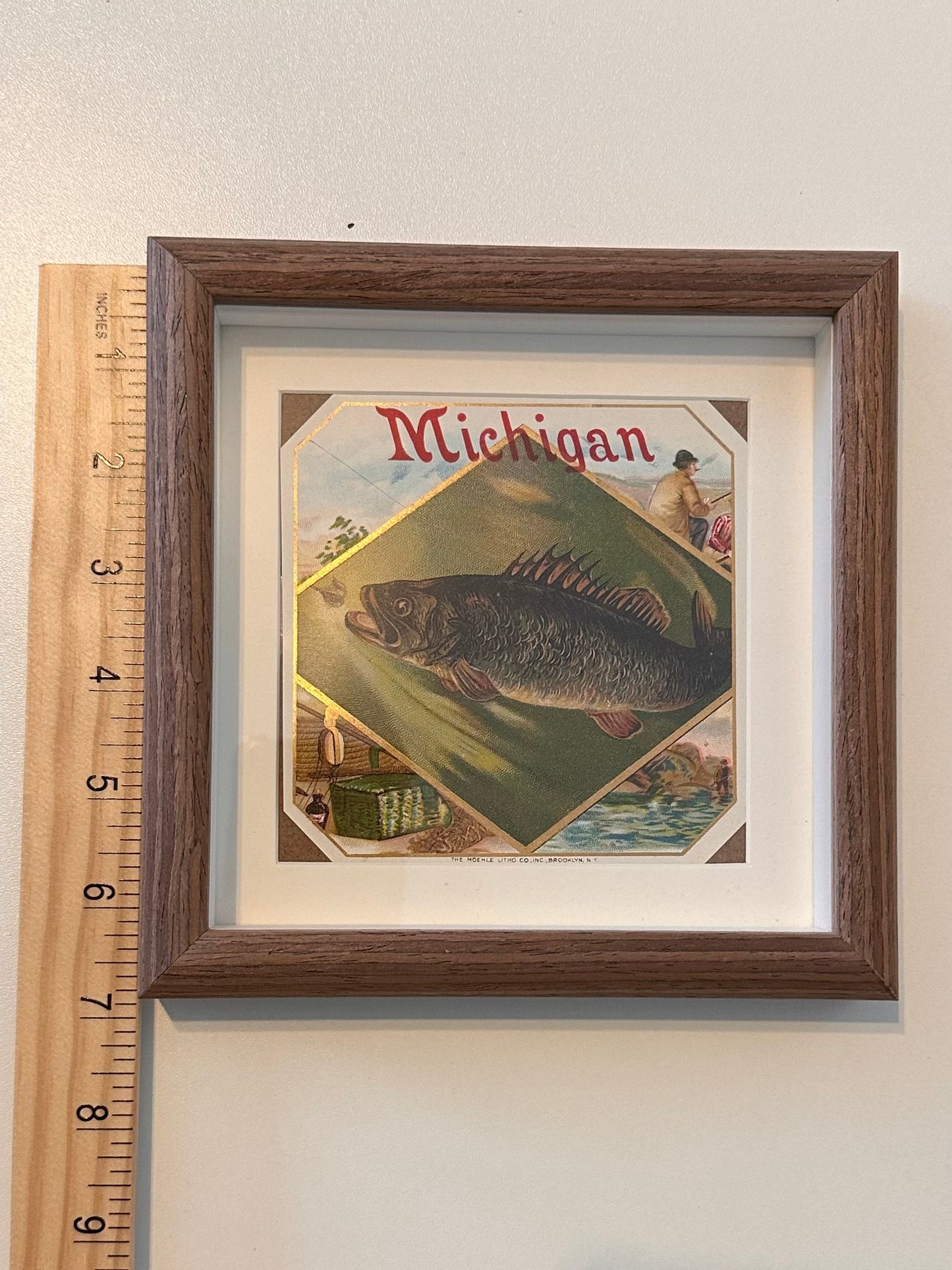 Vintage 1905 Cigar Label Advertisement - Michigan Bass Fishing