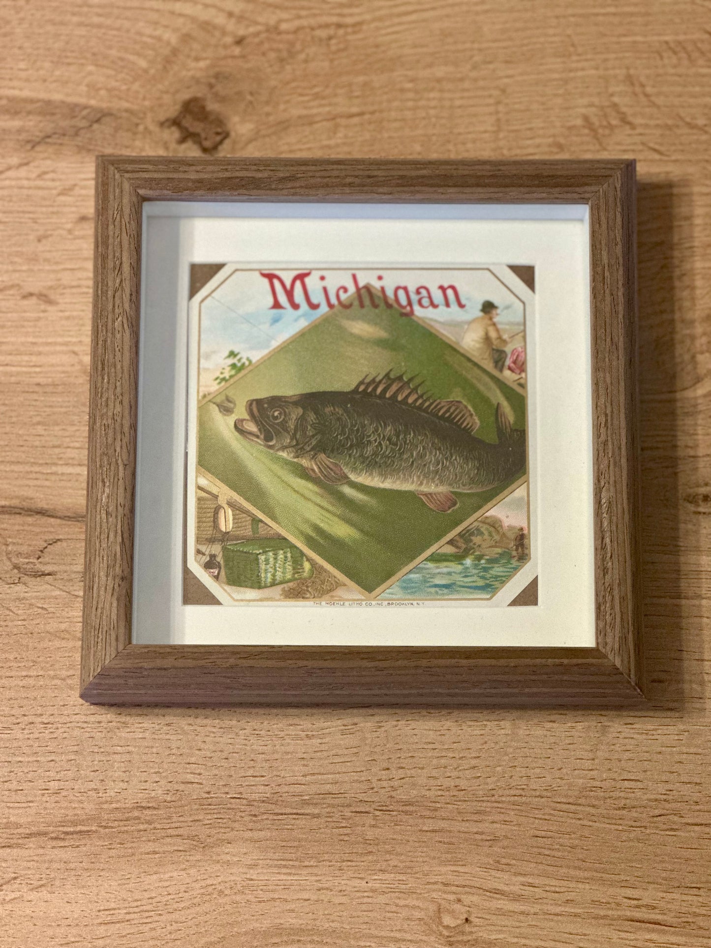 Vintage 1905 Cigar Label Advertisement - Michigan Bass Fishing