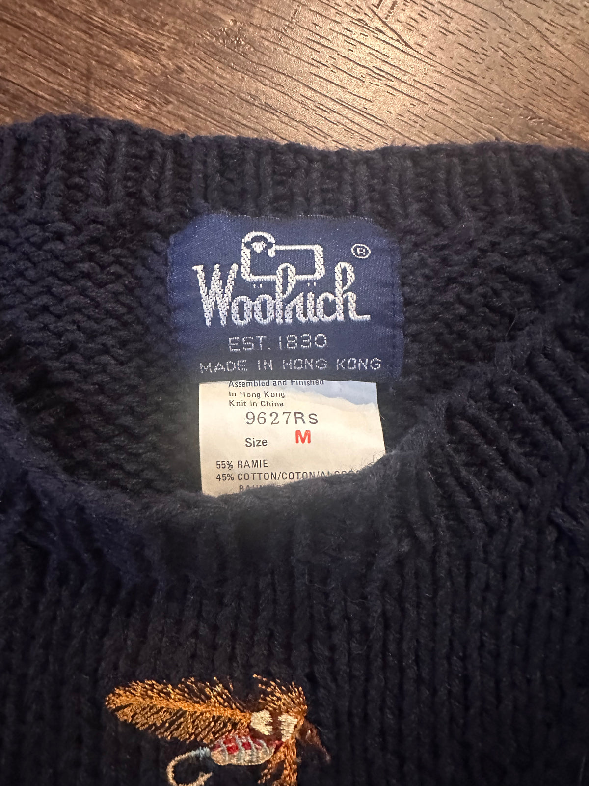 Vintage Woolrich Knit Sweater (M) Embroidered Flies