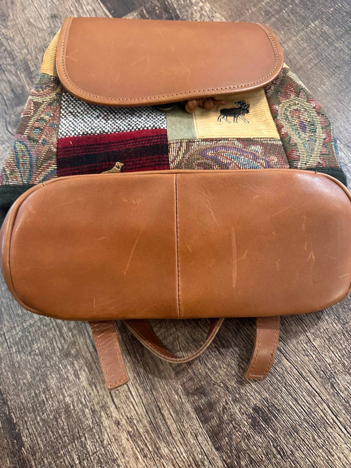 Vintage L.L. Bean Leather Patchwork Mini Backpack
