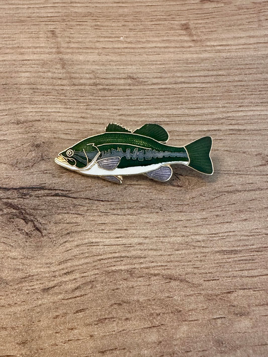 Vintage 1986 WM Spear Design Bass Fish Enameled Lapel Pin Pinback