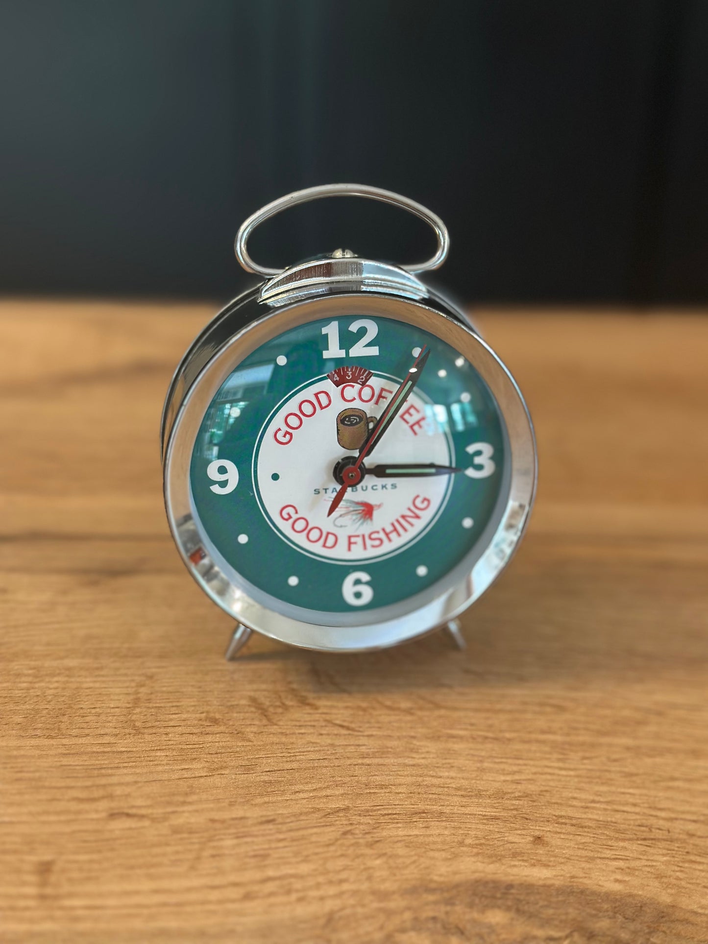 VTG Starbucks Analog Alarm Clock “Good Coffee Good Fishing”