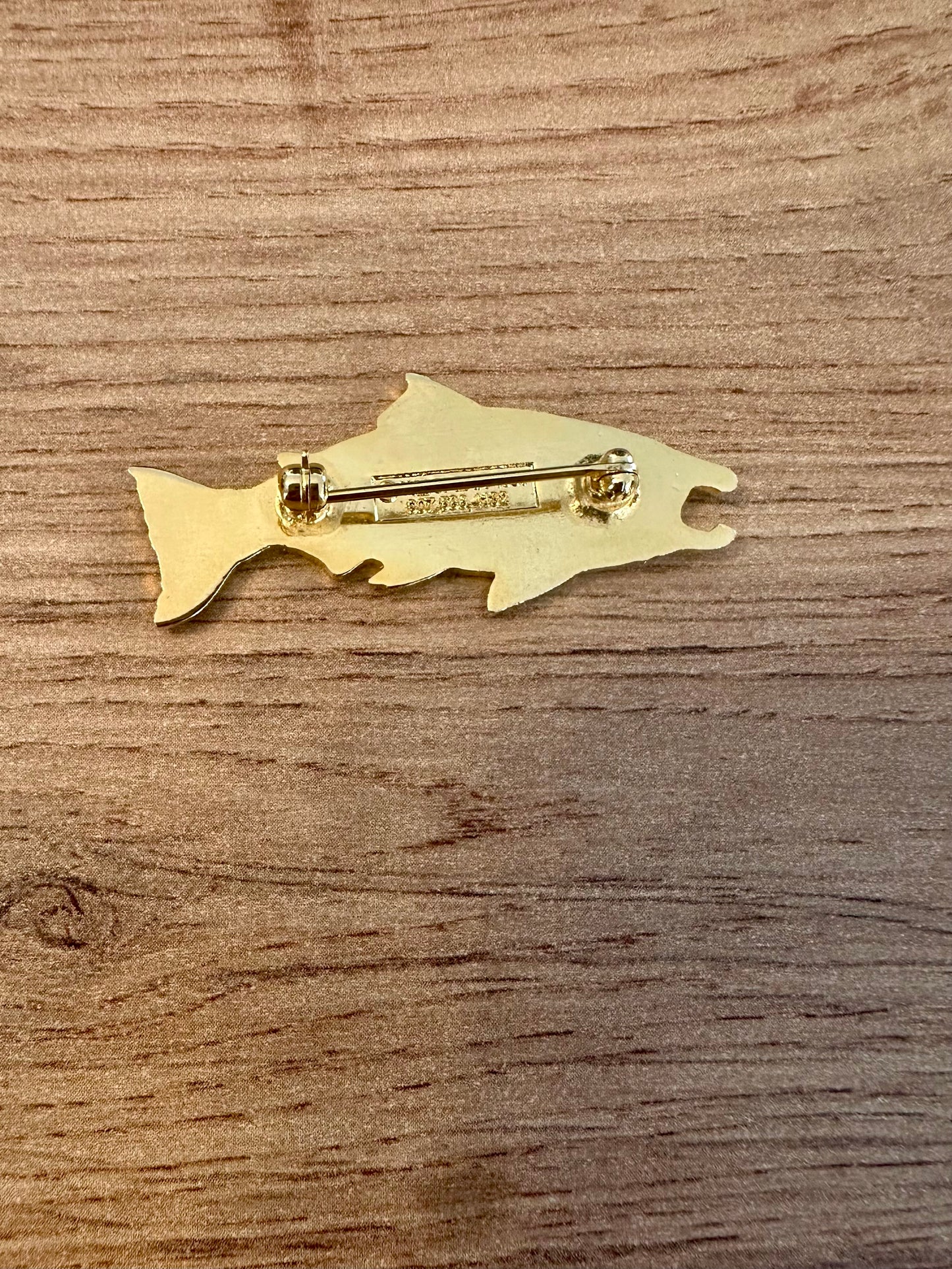 Vintage 1987 WM Salmon Enamel Lapel Pin Back