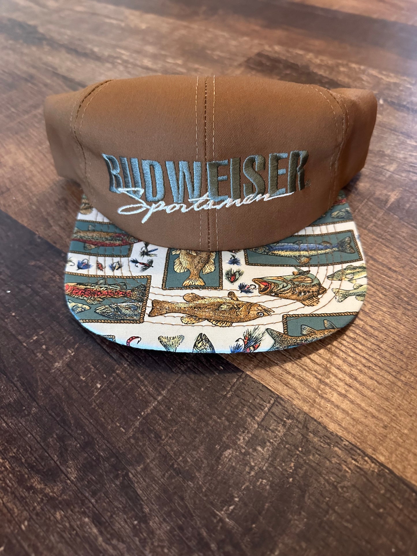 Vintage Budweiser Sportsman SnapBack Hat - Fish Print