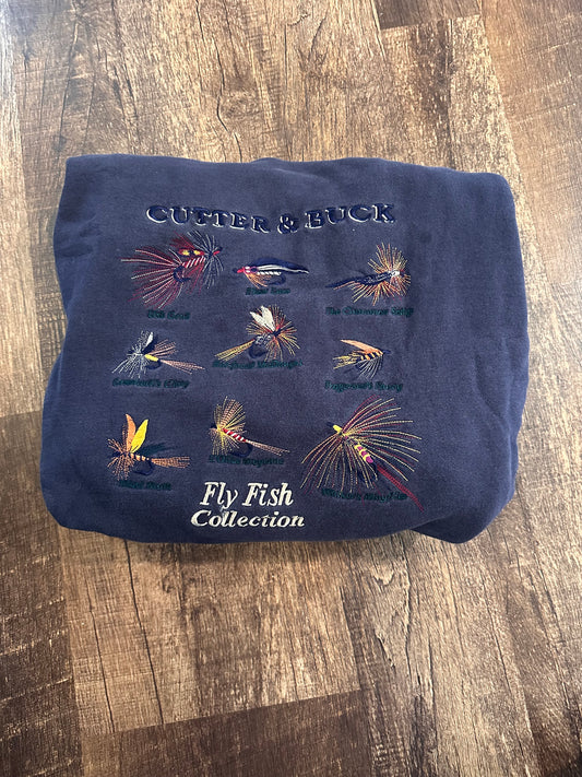 Cutter & Buck Crewneck (XXL) Embroidered Fly Fish Collection