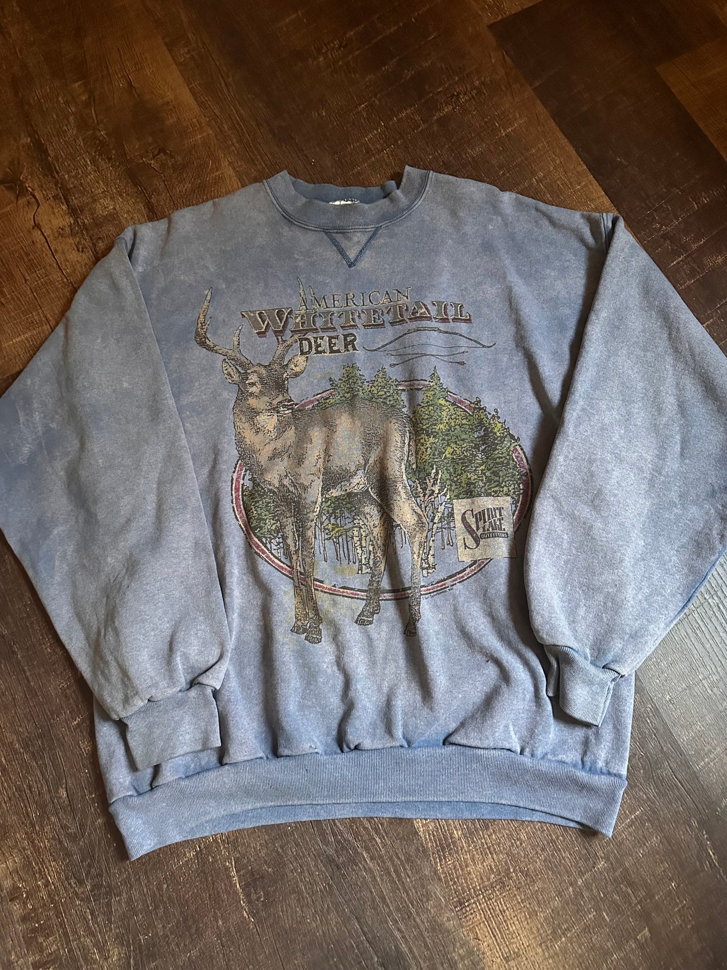 Vintage Spirit Lake Outfitters Crewneck (L) Whitetail - Blue