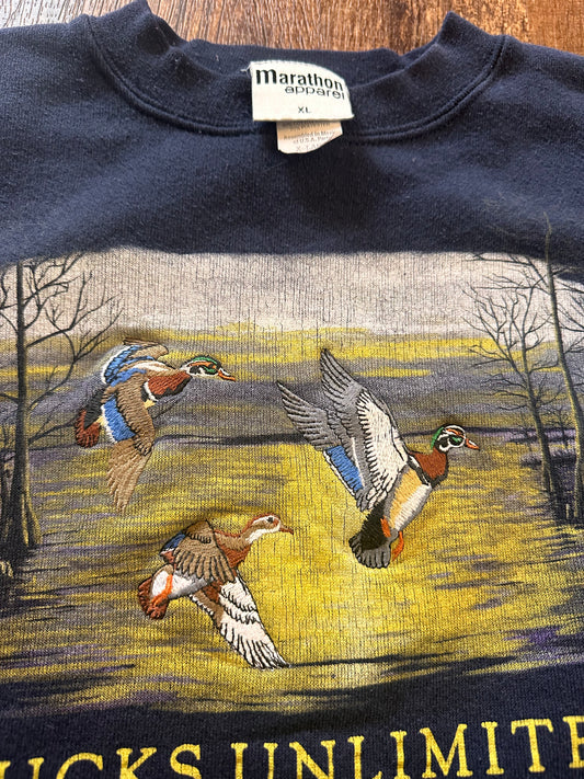Vintage Ducks Unlimited Crewneck (XL) Embroidered Ducks