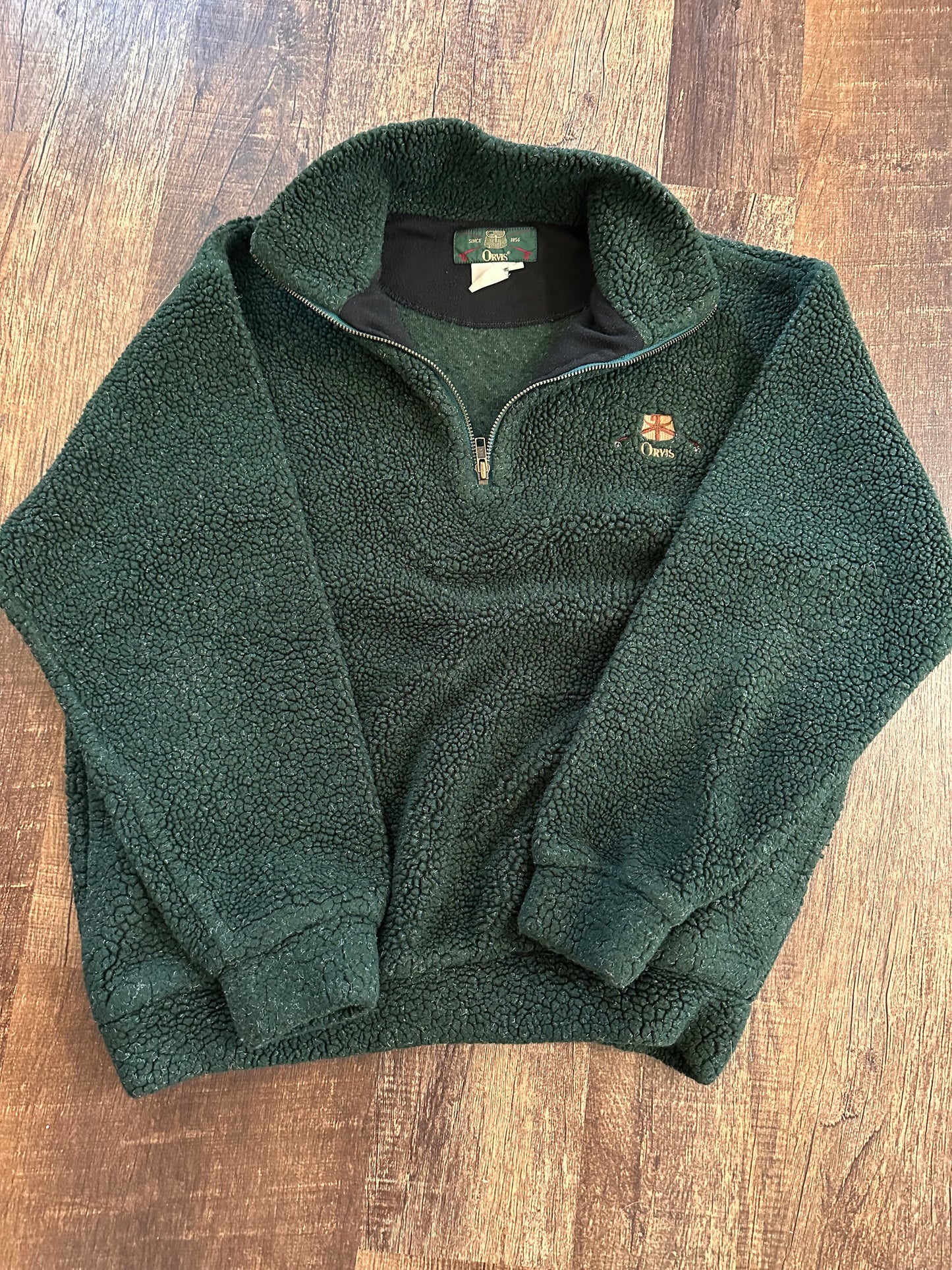 Vintage Orvis 1/4 Zip Sherpa (S) Embroidered Creel Logo - Forest Green