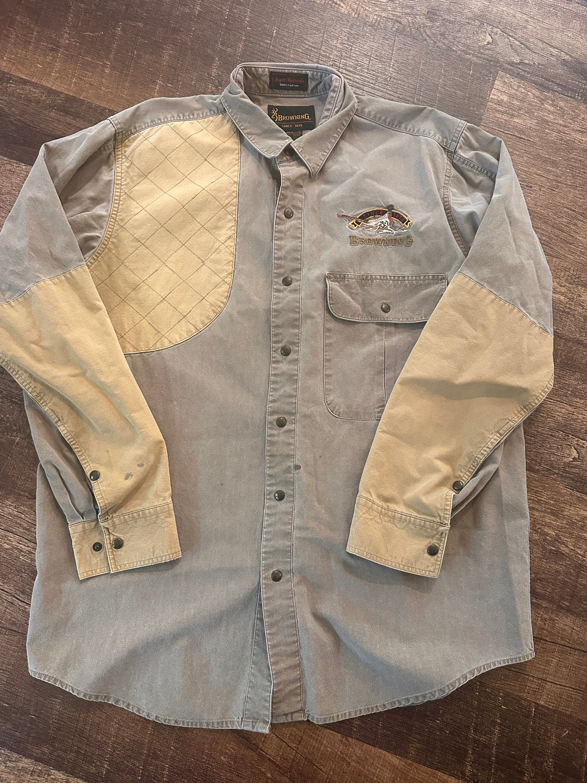 Vintage Browning Shooting Shirt (L) Embroidered Pheasant