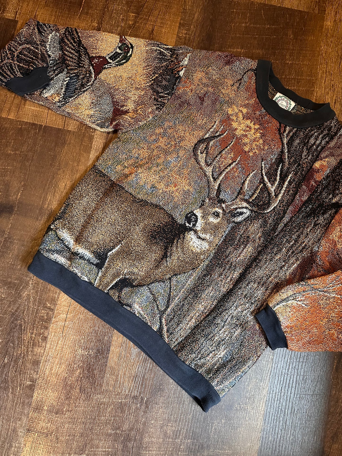 Vintage Sugar Street Tapestry Crewneck (OS) White Tail Buck and Ducks
