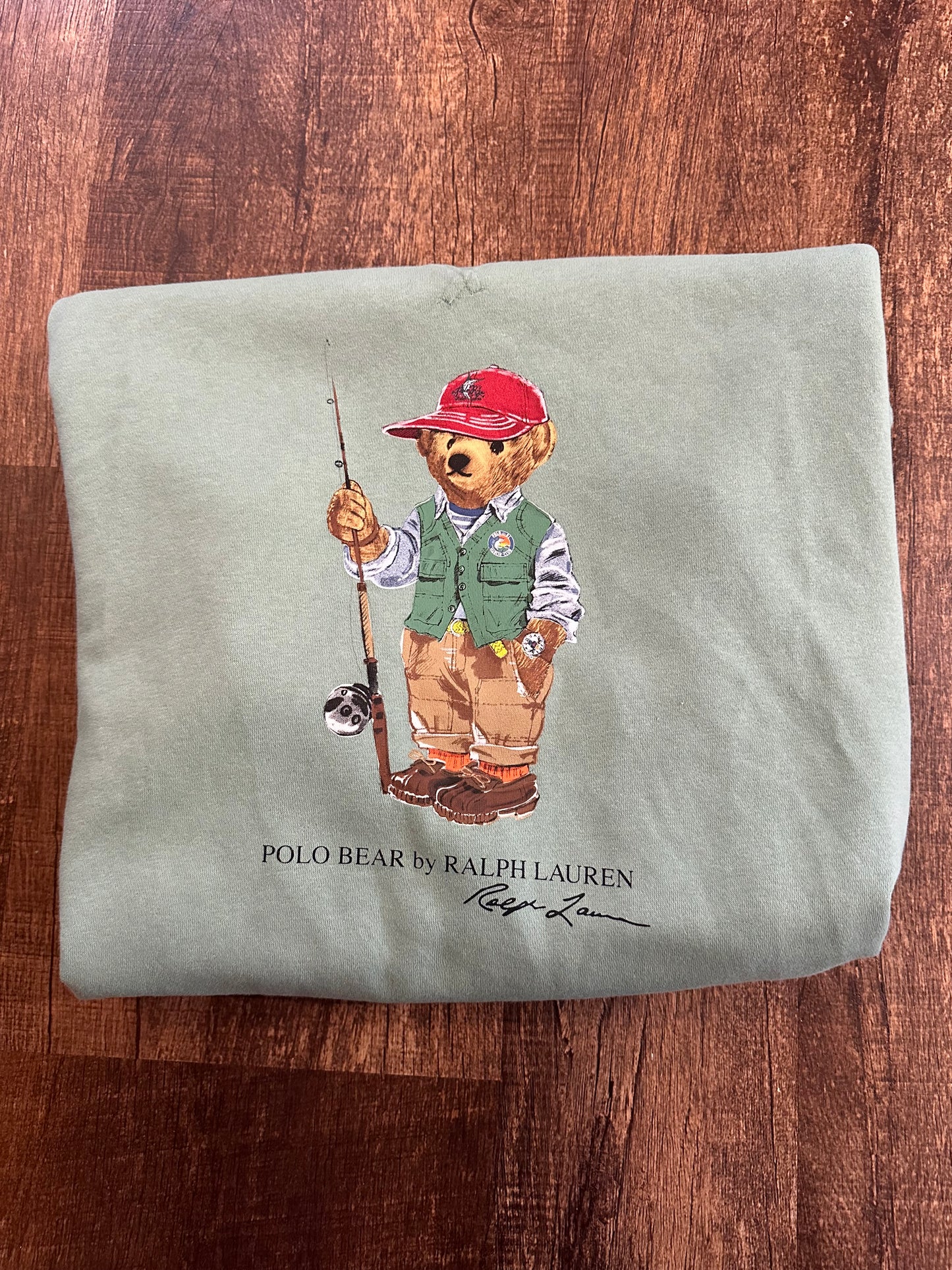Thrifted Polo Crewneck (L) Polo Bear Fisherman - Sage