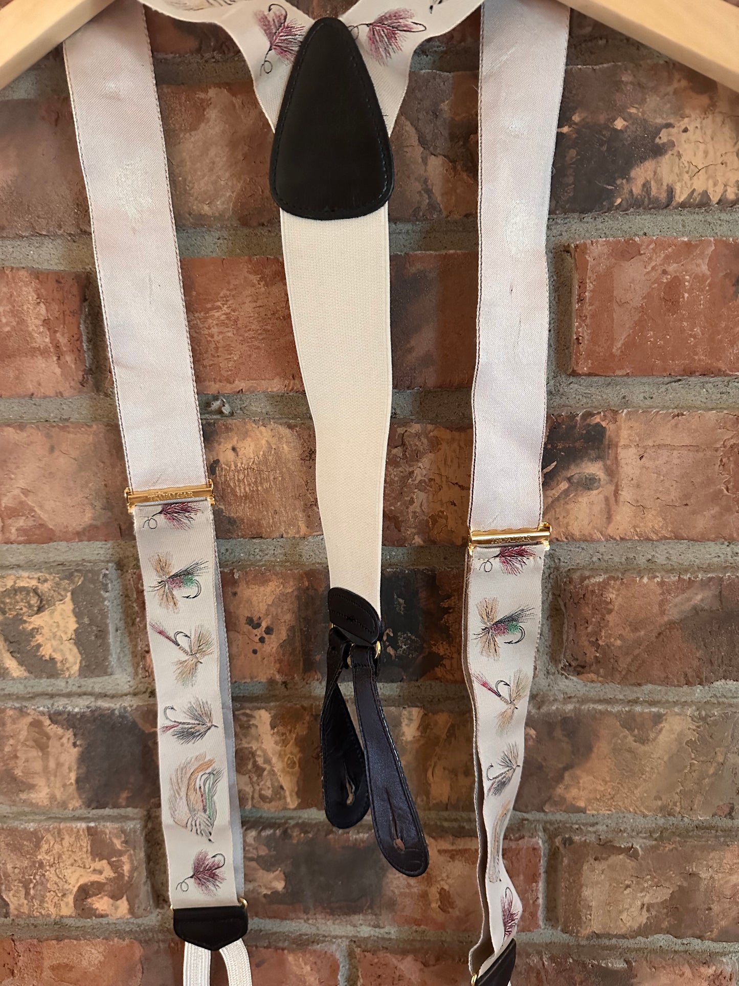 Vintage Trafalgar Silk Suspenders - Fly Fishing Theme