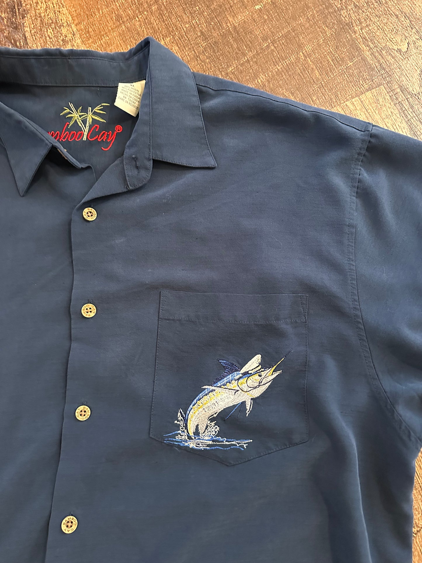 Bamboo Cay Button Down T (XL) “Captains Flight” - Navy