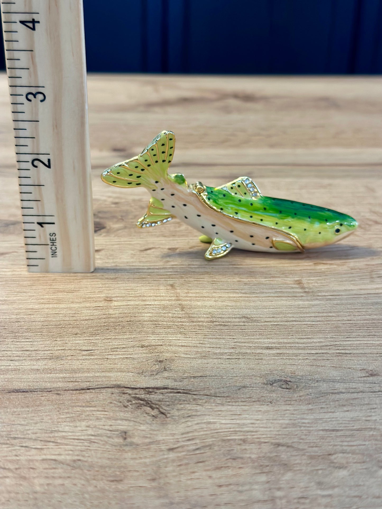 Vintage Rainbow Trout Jeweled Trinket Box