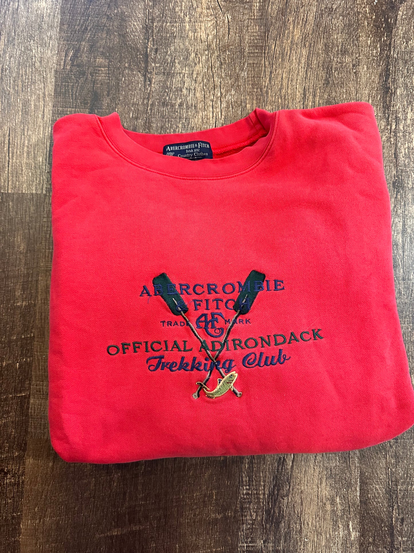 Vintage Abercrombie & Fitch Crewneck (XL) Trekking Club Trout - Red
