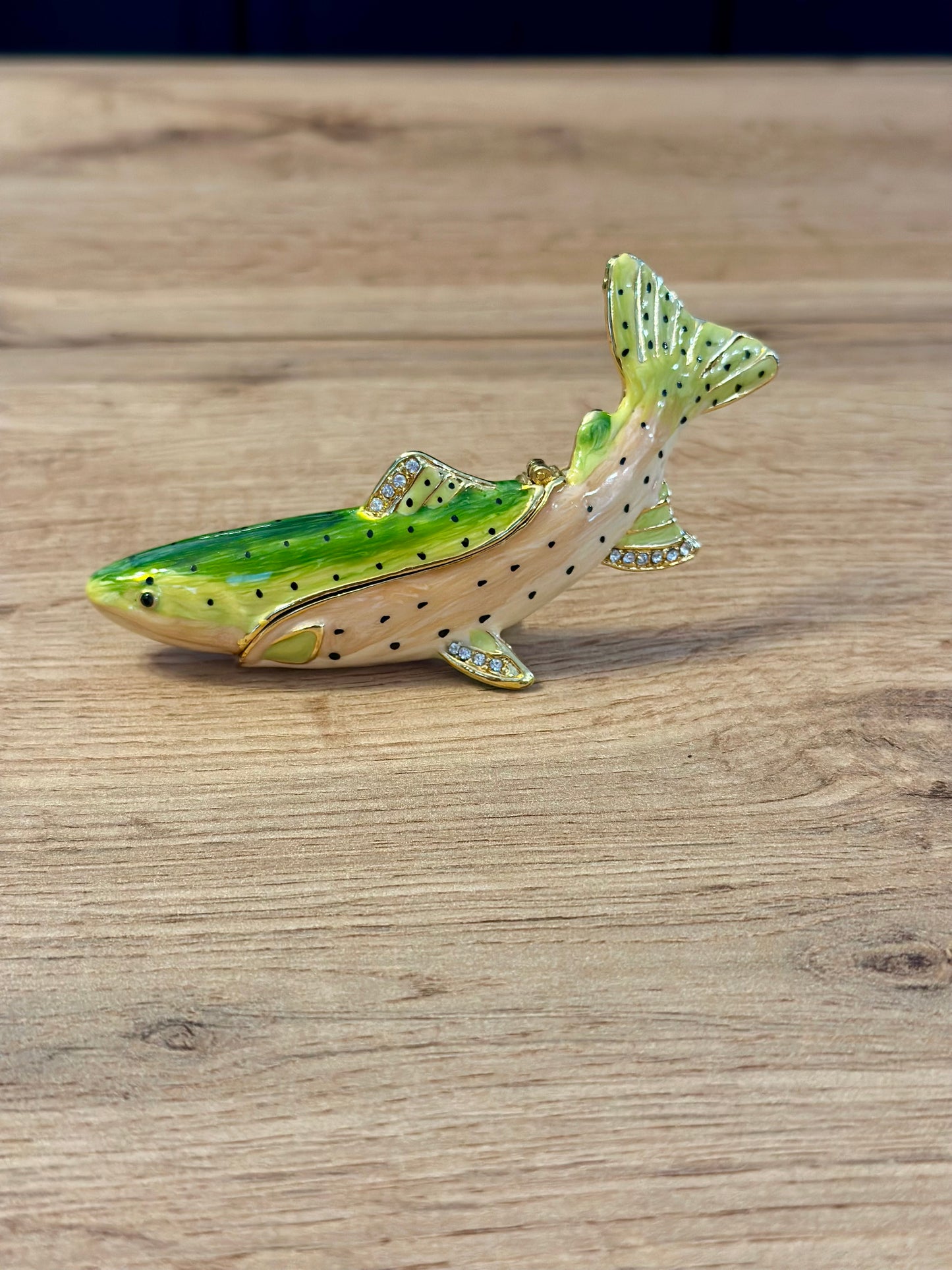 Vintage Rainbow Trout Jeweled Trinket Box