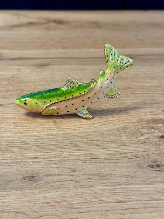 Vintage Rainbow Trout Jeweled Trinket Box