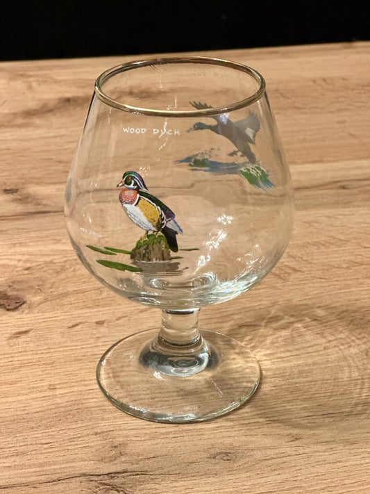 Vintage Rare Ned Smith Snifters (4) and Decanter - Waterfowl Edition