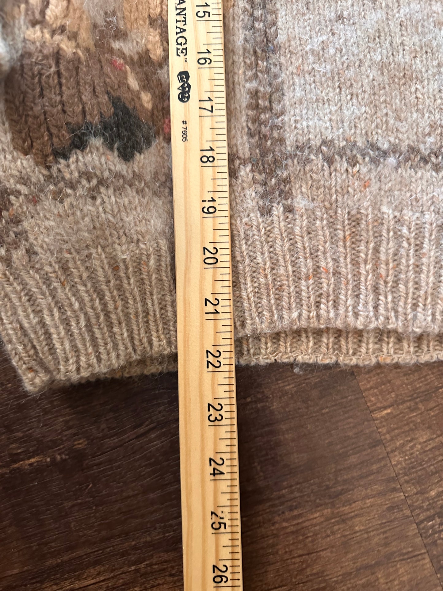 Vintage Highly Sought L.L. Bean Knit Sweater (S) Trout Moose Pheasant Motif - Beige
