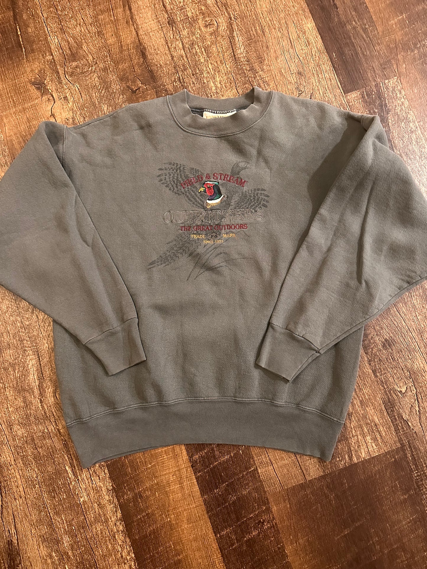 Vintage Field & Strean (XL) Embroidered Pheasant - Gray