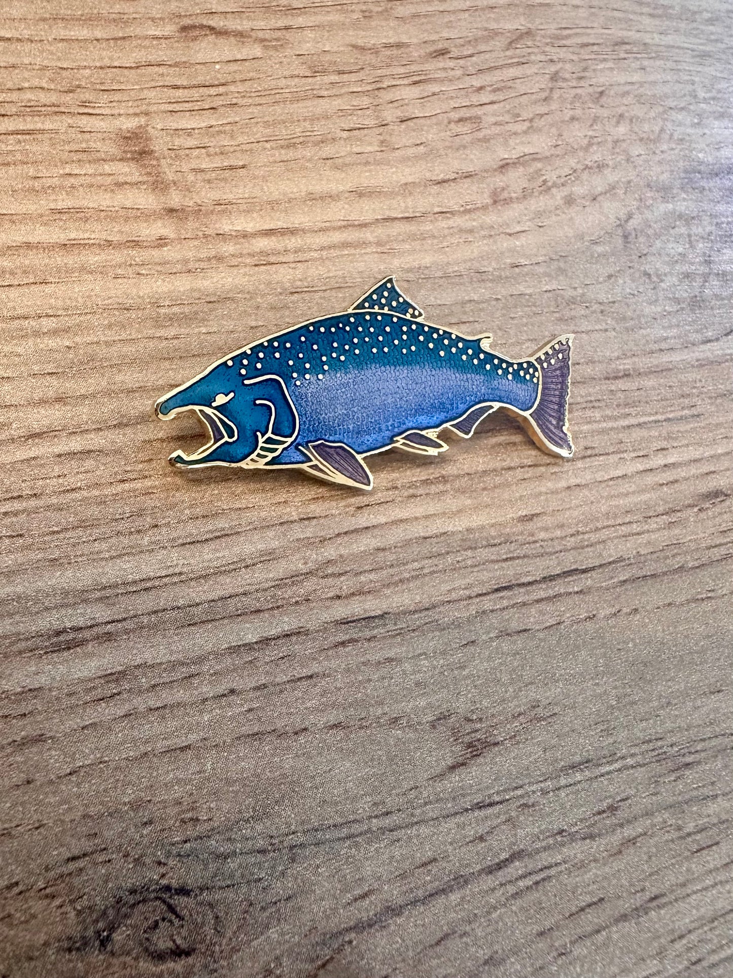 Vintage 1987 WM Salmon Enamel Lapel Pin Back