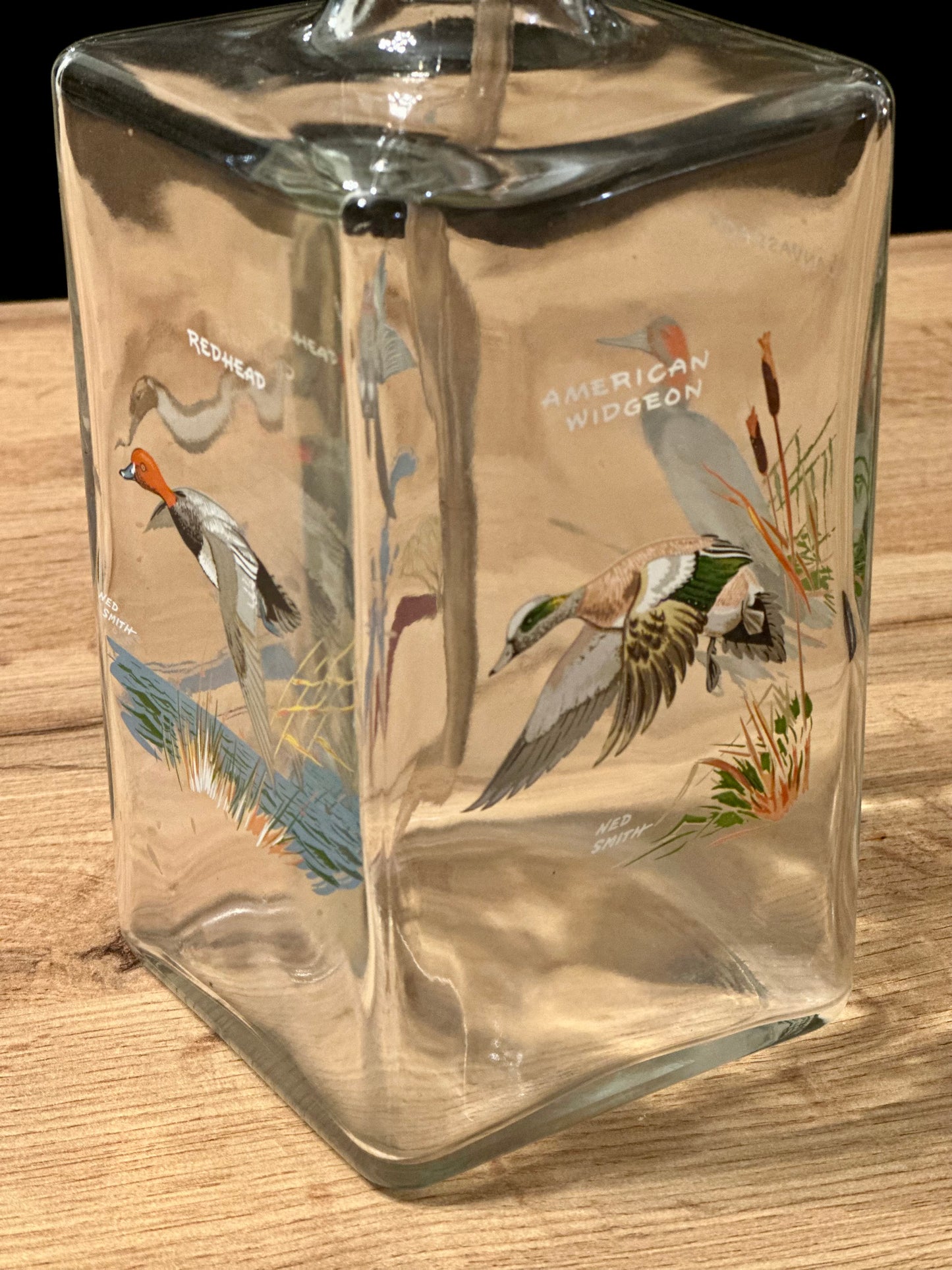 Vintage Rare Ned Smith Snifters (4) and Decanter - Waterfowl Edition