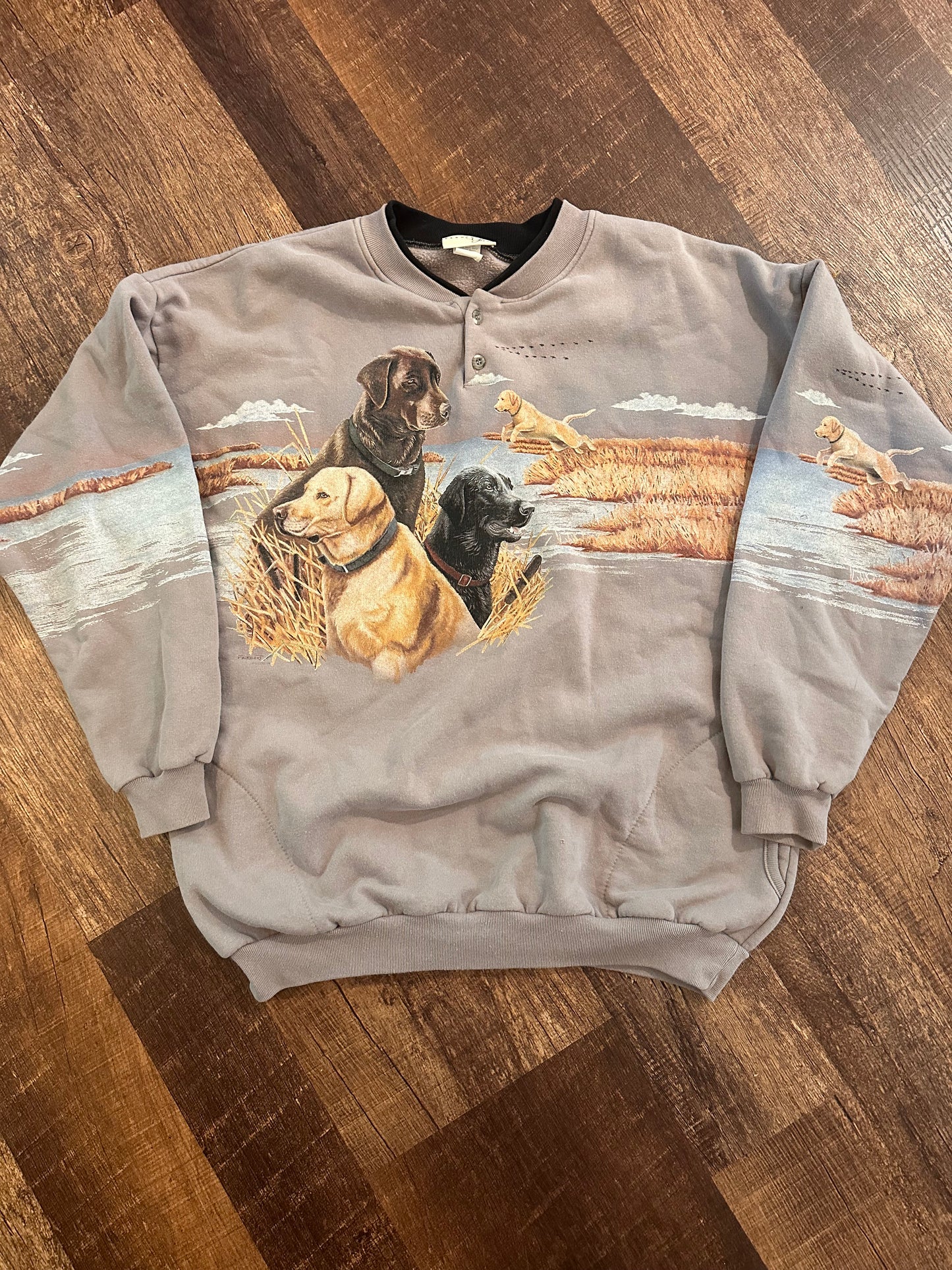 Vintage Bernie’s Glen Henley Crewneck (XL) Hunting Dogs