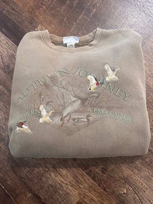 Vintage FieldMaster Crewneck (XL) Autumn Journey Embroidered Ducks