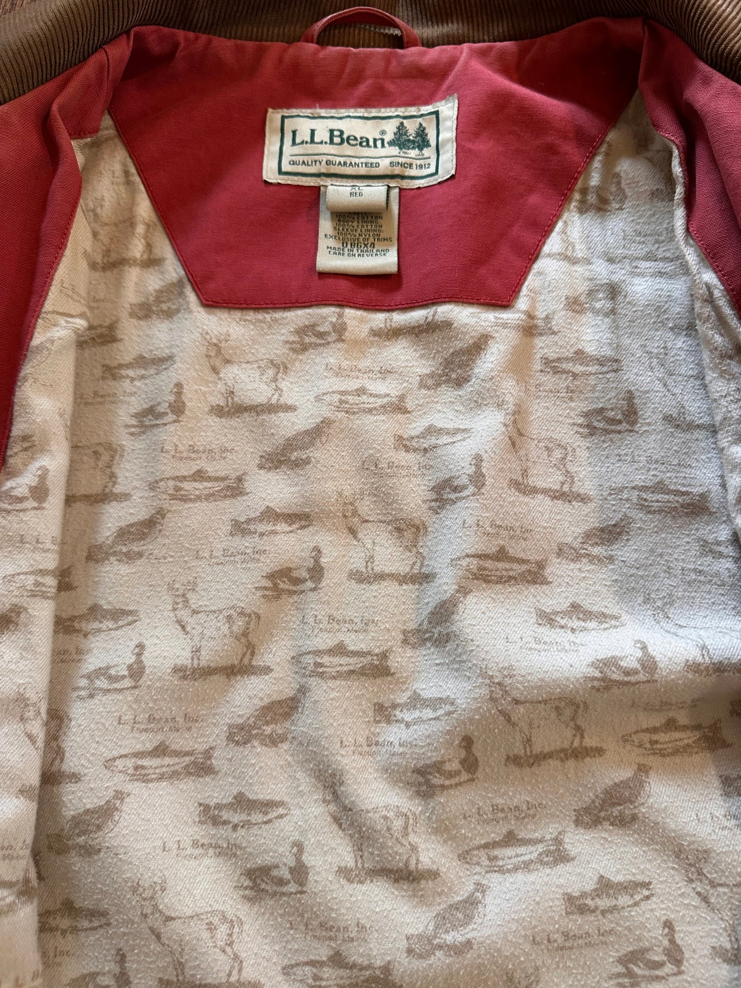 Vintage L.L. Bean Chore Coat (XL W) Fish Hunt Camp Lining - Red