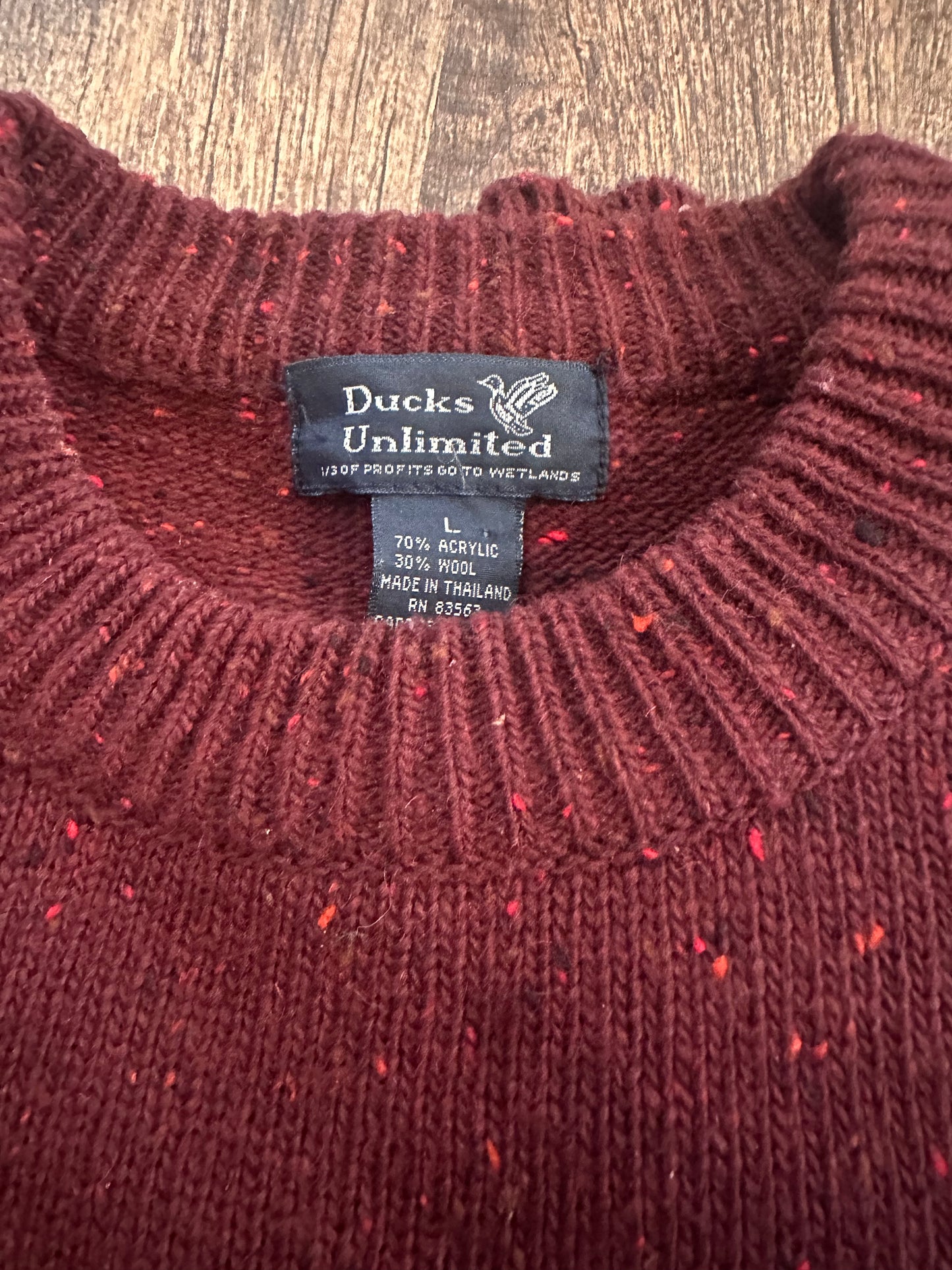VTG Ducks Unlimited Sweater (L) Embroidered Logo - Maroon